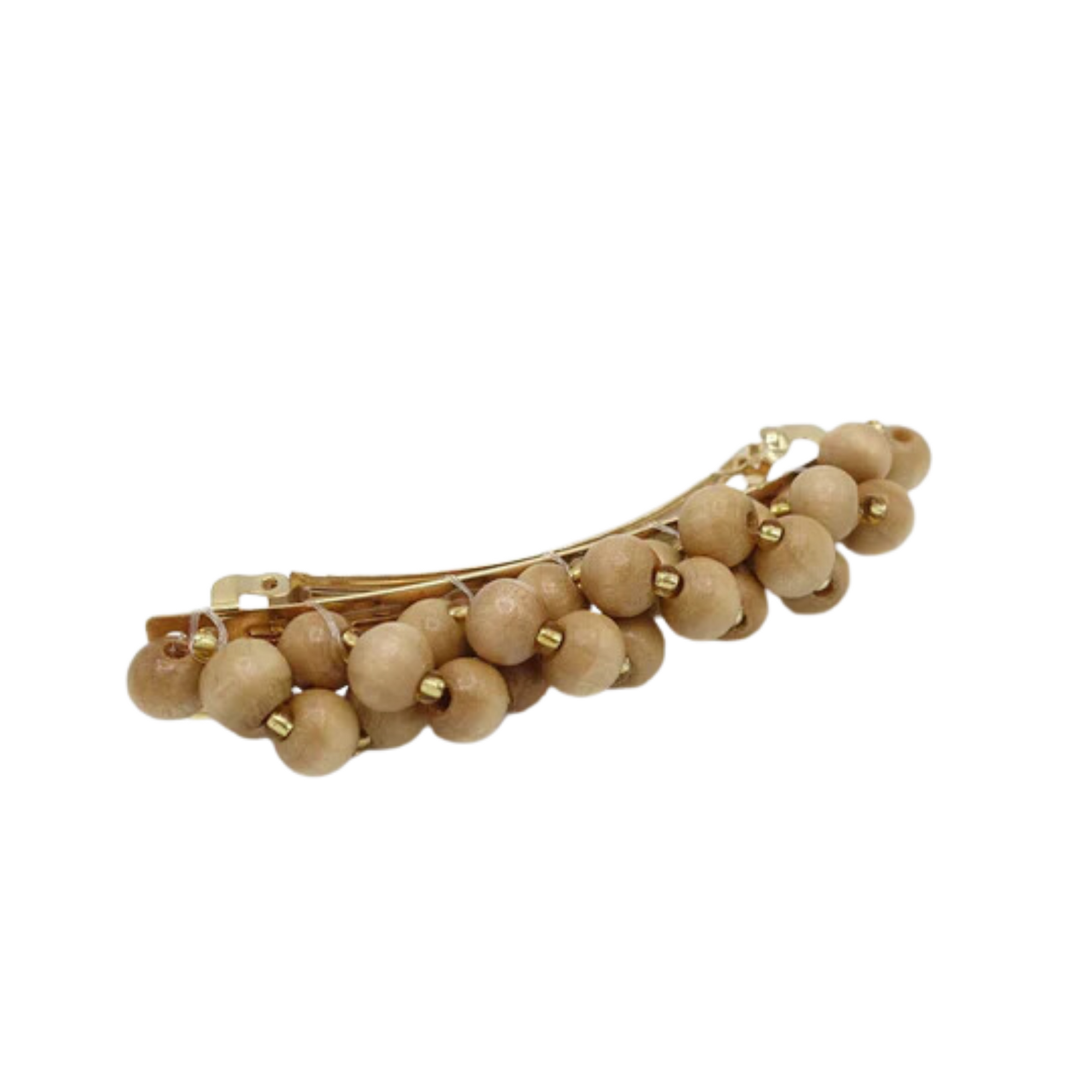 Wood Ball Barette Clip - Beige - BC761