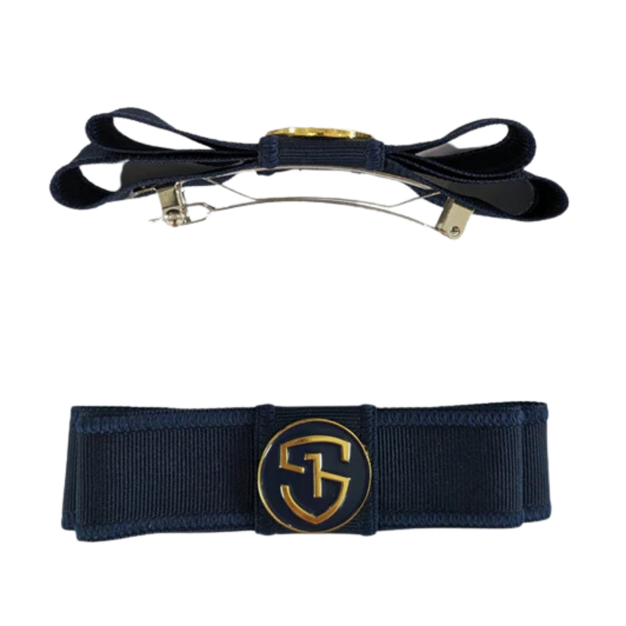 2 Layer OSG Bow - Barrette Clip - Navy - AR29