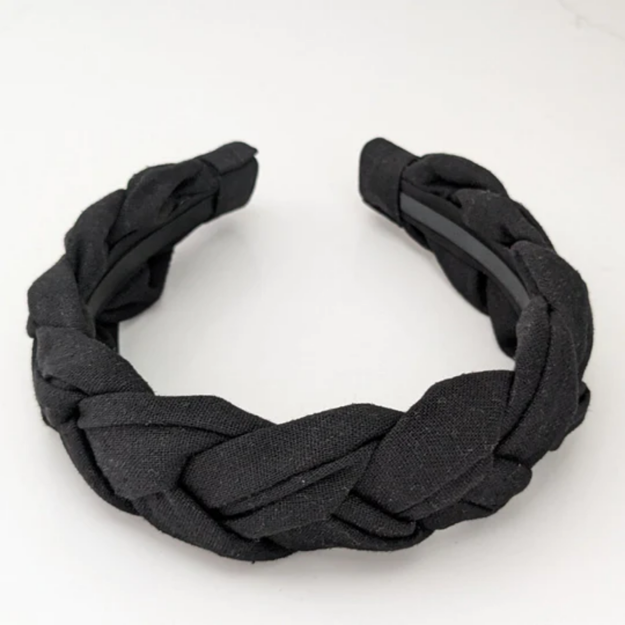 Linen Braided Headband - Black - VB302