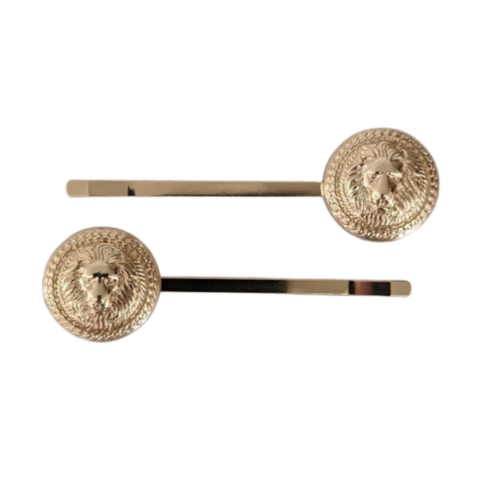 Gold Round Lionhead Clips - Gold - HC809