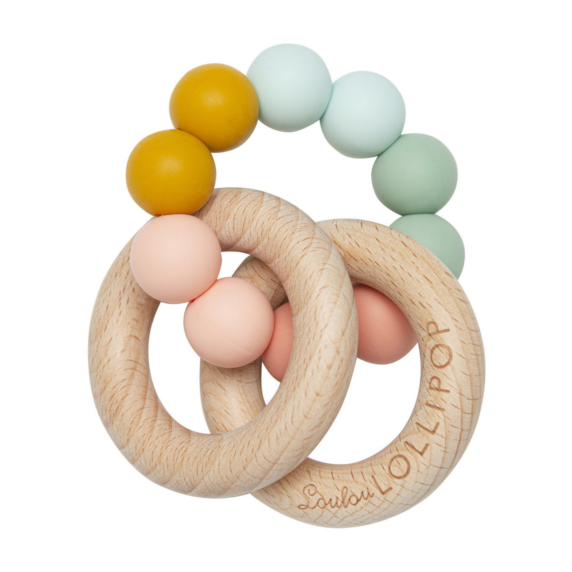 Bubble Silicone and Wood Teether - Rainbow