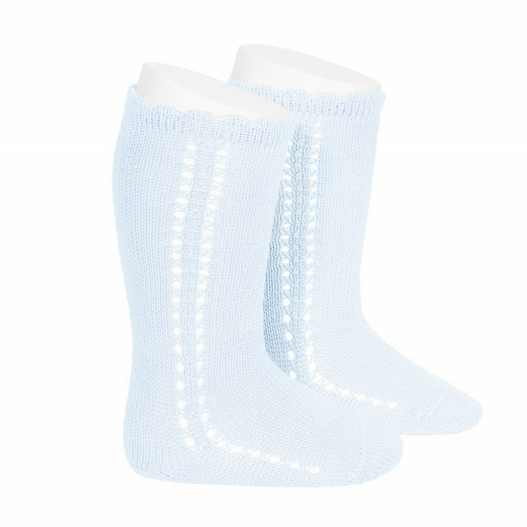 Condor, Pale Blue Openwork Knee-High Socks