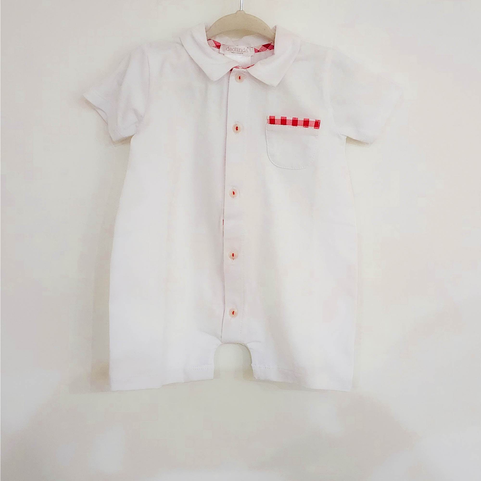 Deolinda White & Red Gingham Romper, 6-9M