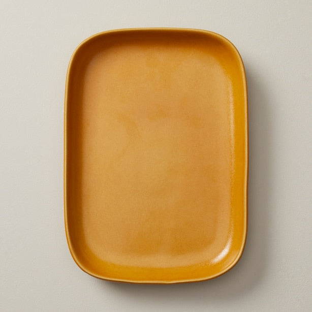 Giftware, OUI Organic Stoneware Serving Tray, Golden Yellow