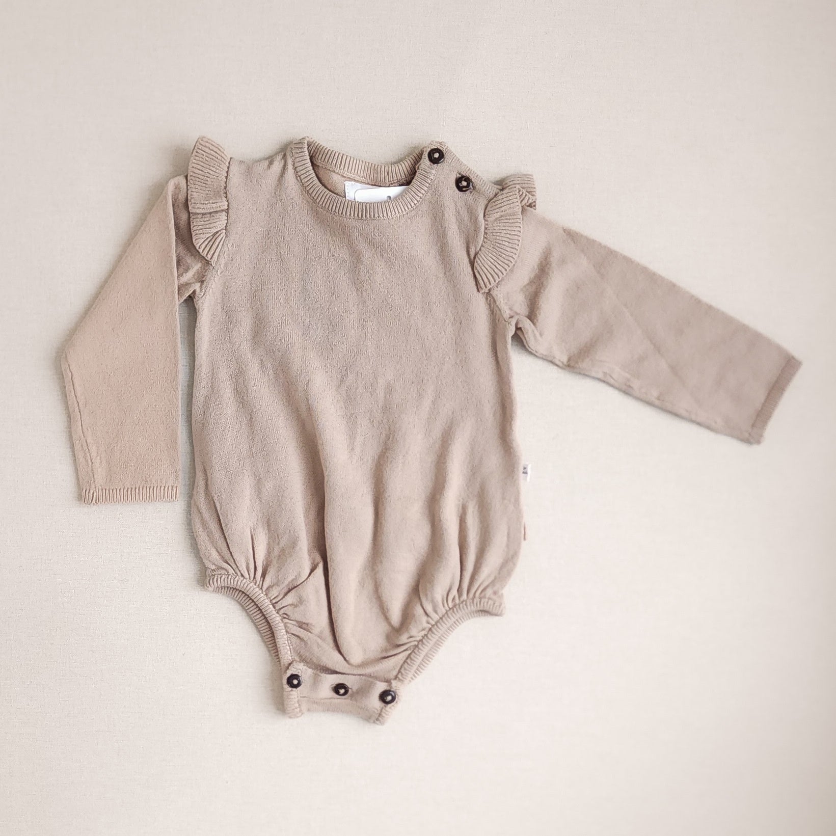 Mini Hinch Beige Knitwear Bodysuit, 3-6mths