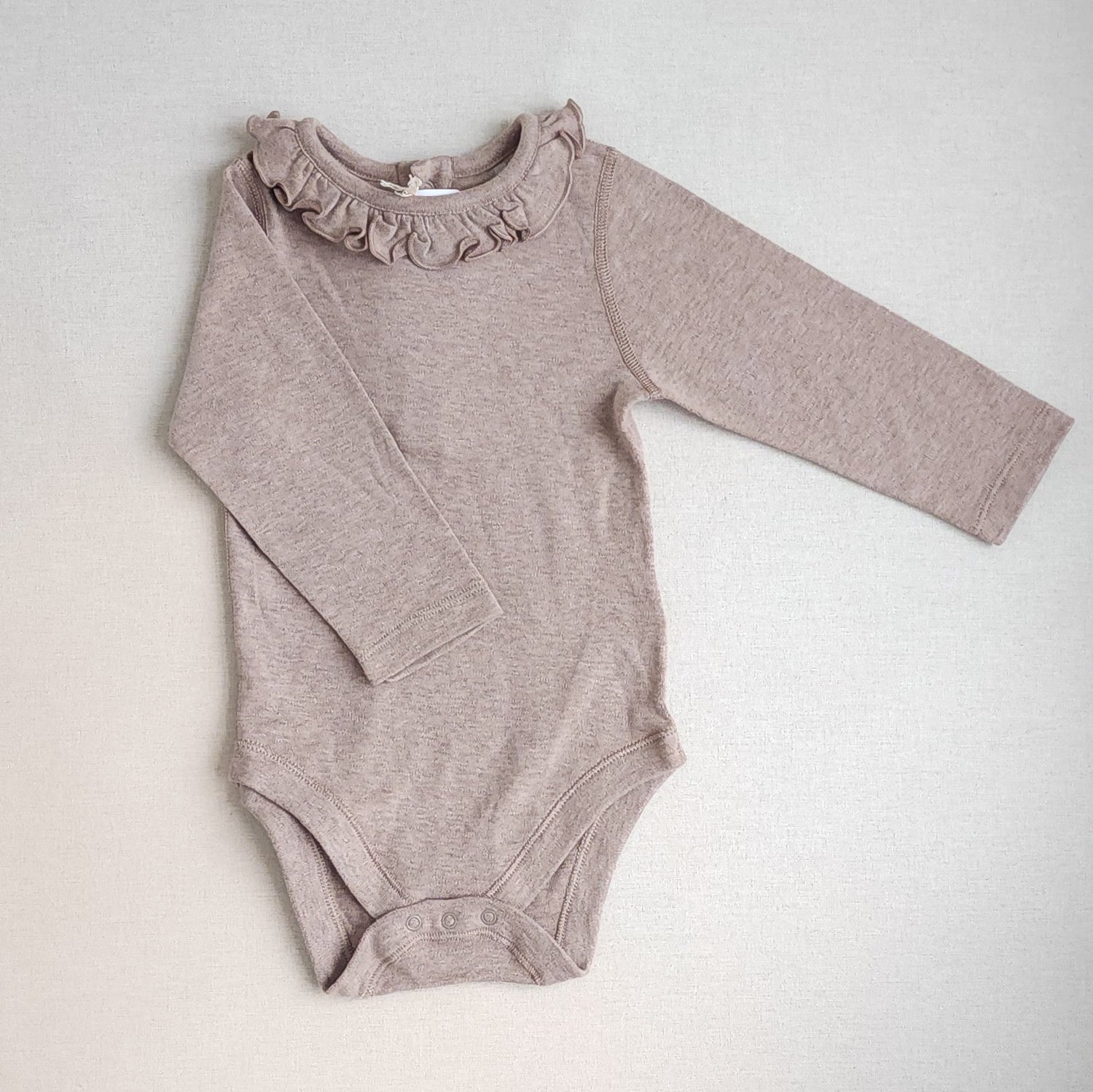 M&S Cotton Bodysuits / 9-12 Months, Brown Ruffle