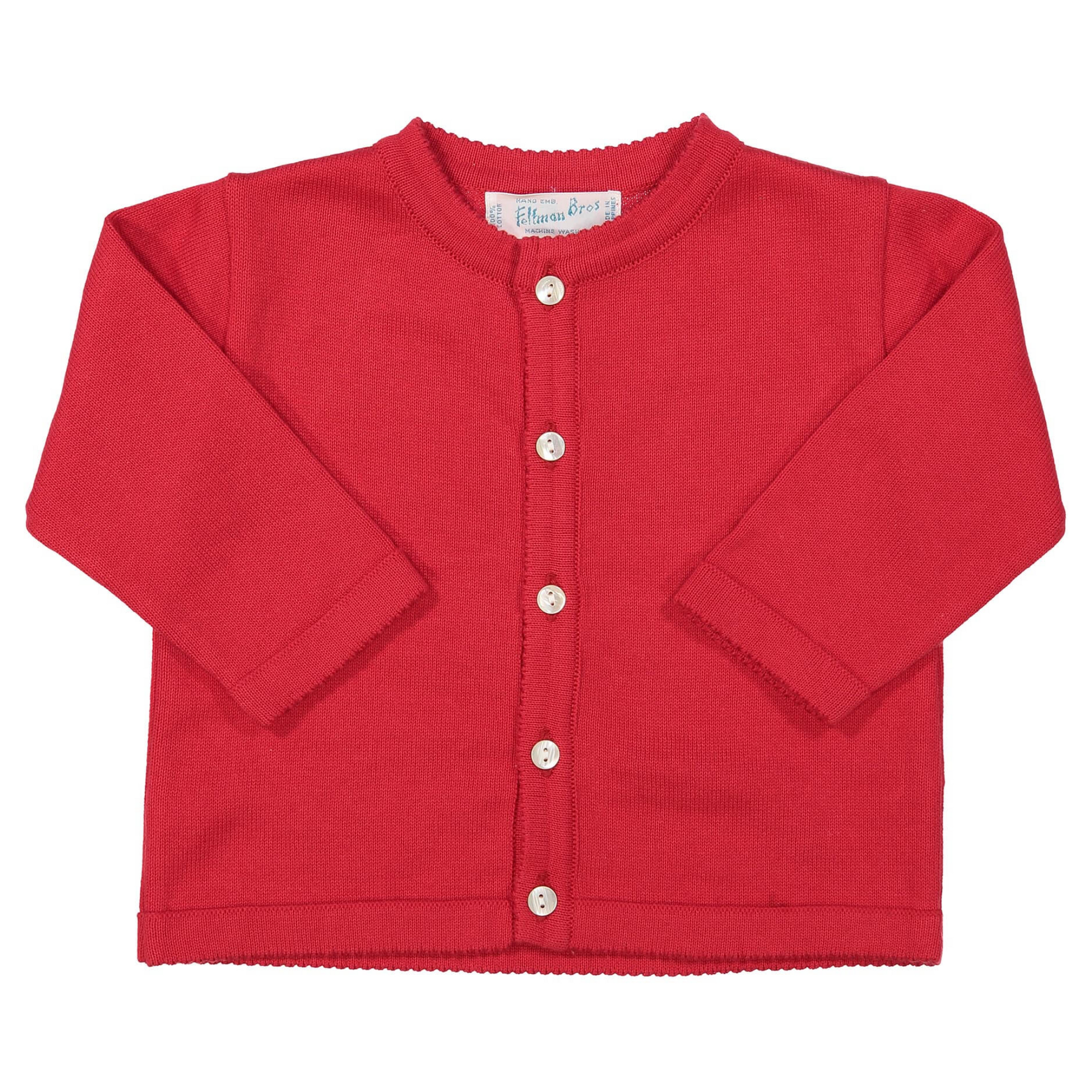 Feltman Bros, Red Classic Knit Cardigan 18M