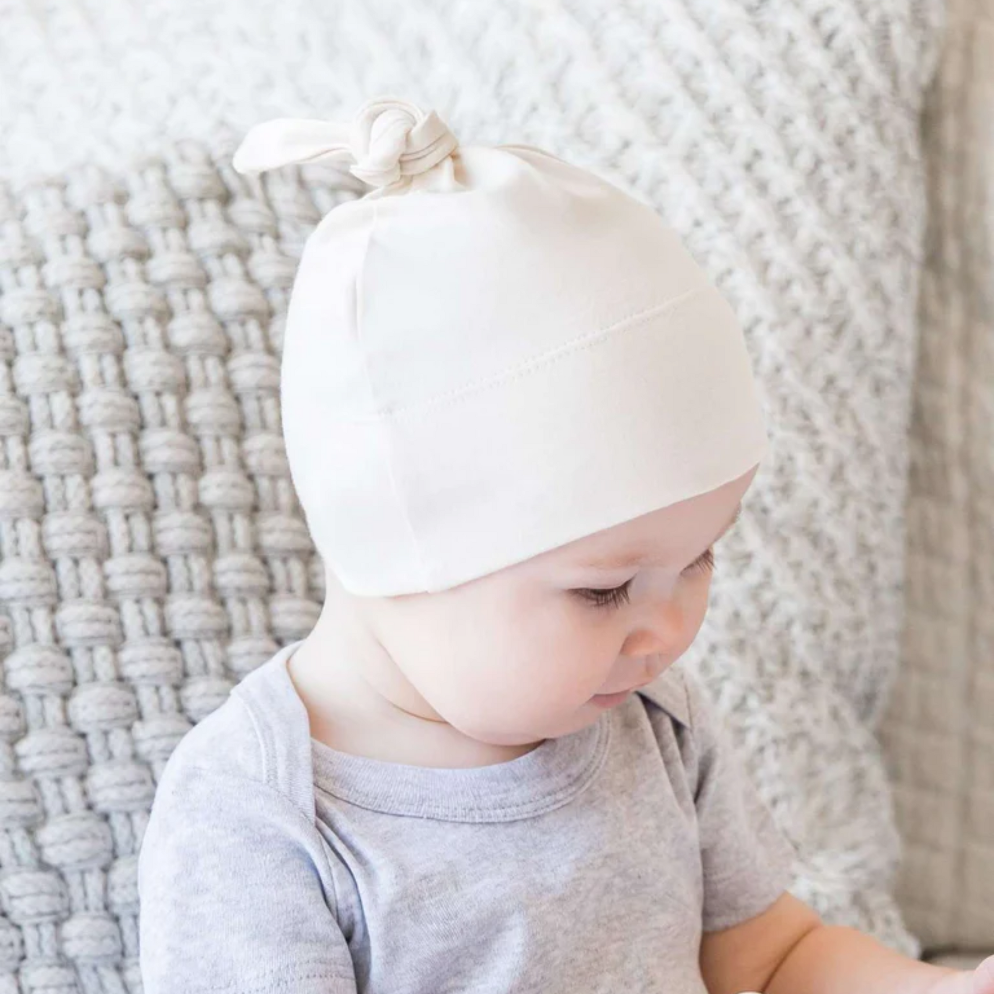 Colored Organic Cream Newborn Knotted Hat