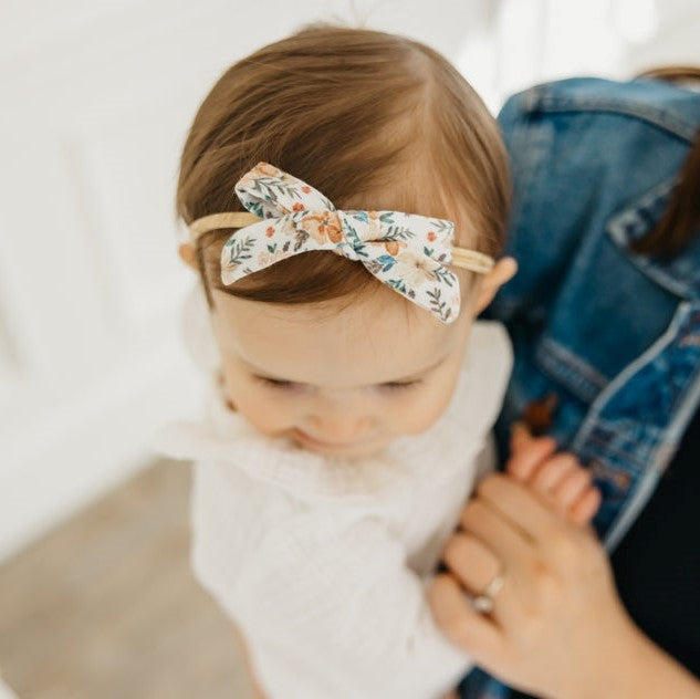 Copper Pearl Ribbon Bow Headband