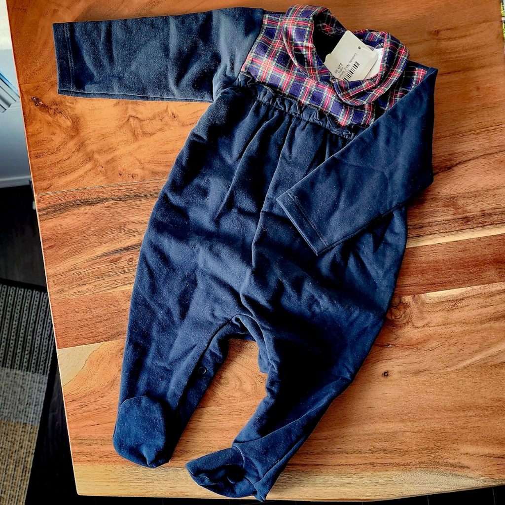 Deolinda Navy Tartan Sleepsuit 6M