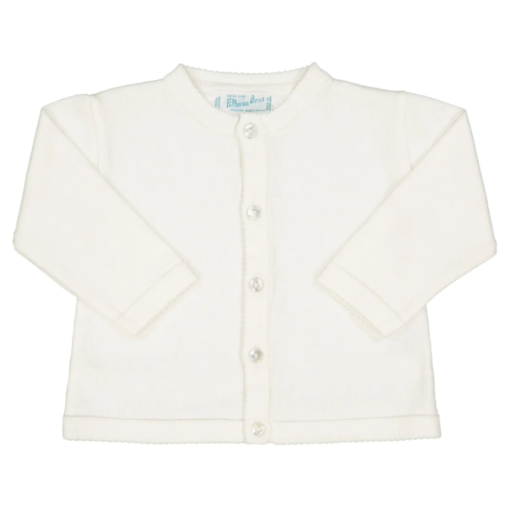 Feltman Bros, Ivory Classic Knit Cardigan 12M