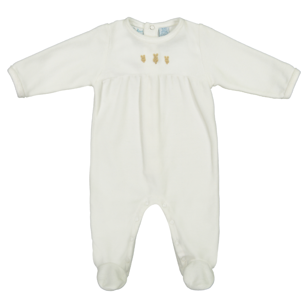 Feltman Bros, Ivory Velour Bunny Romper, NB