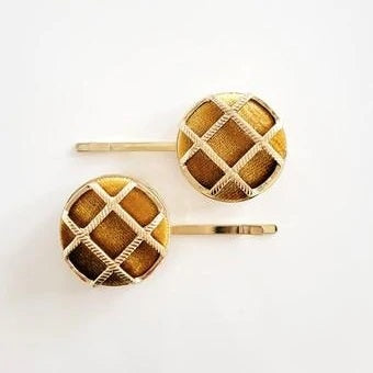 Crosshatch Hair Clips - Gold - HC535C