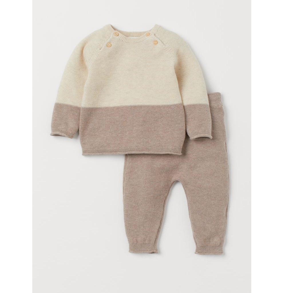 H&M Beige & Brown Knit Set, 9-12M