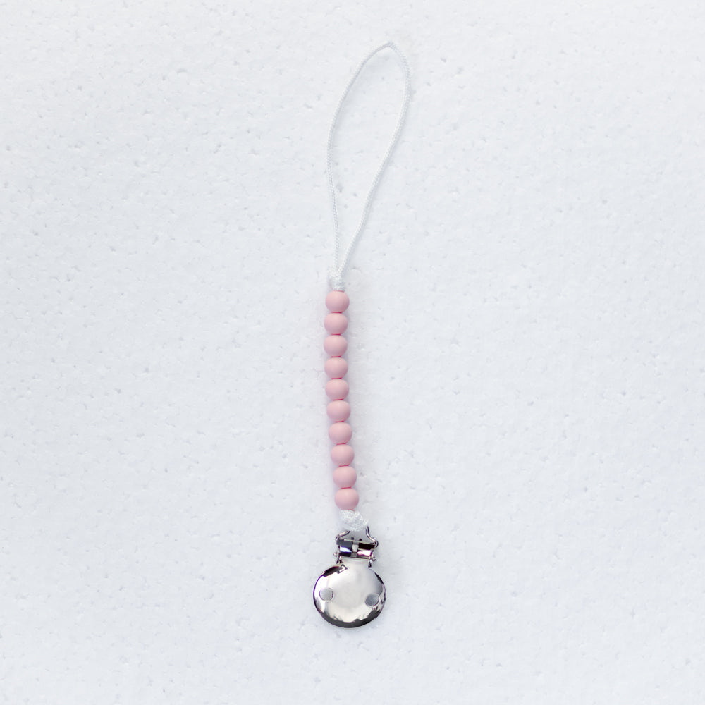 Mini Silicone Bead Pacifier Clip - Soft Pink