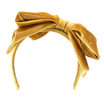 Ruby Willow - Velvet Double Bow Headband - Mustard Gold - RW110