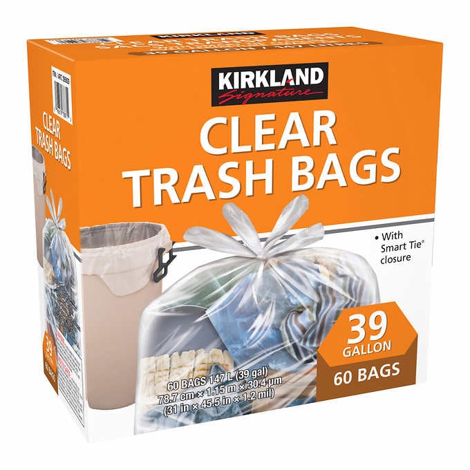 Kirkland Clear Trash Bags 31" x 45.5" 60ct