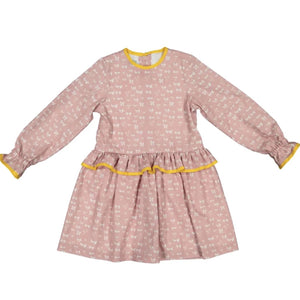 Pink Bow Dress with Yellow edging