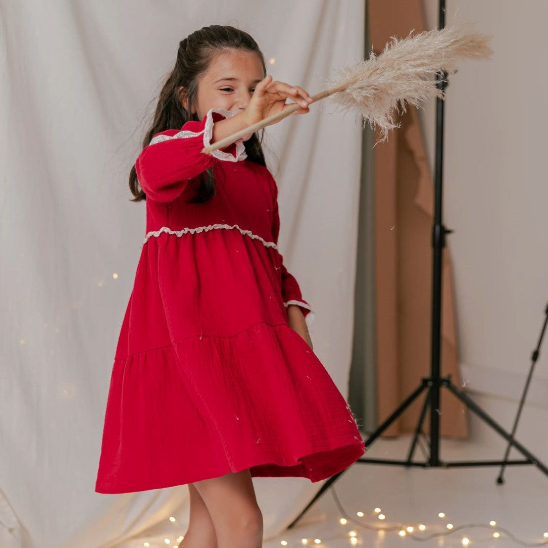 Red Dress with Valenciana Lace