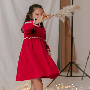 Red Dress with Valenciana Lace