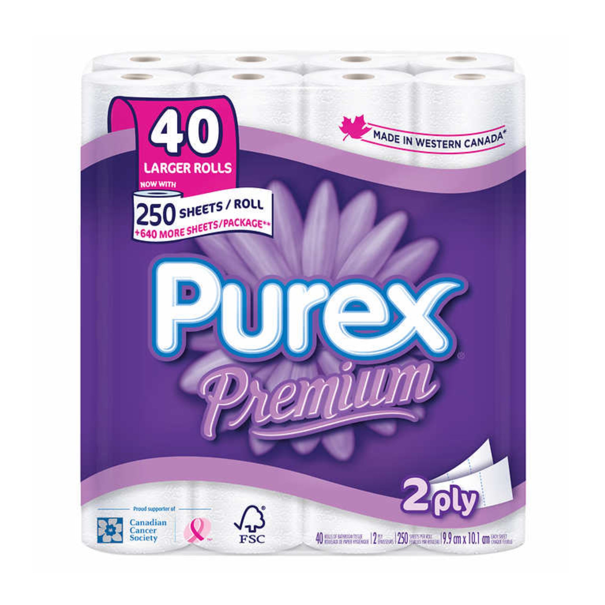 Purex Premium 2-ply Larger Rolls Bathroom Tissue x 40ct